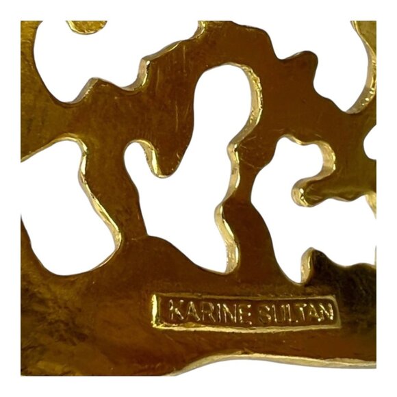 Karine Sultan 24k-GP Hammered Wide Cuff Adjustable Bracelet with Cutout Design - Picture 5 of 8